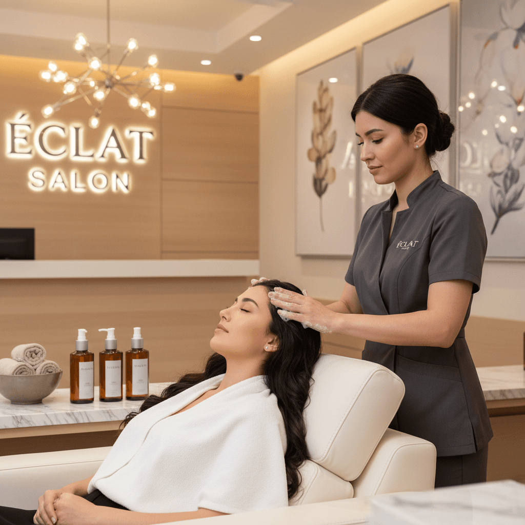 Tratamento capilar premium em ambiente de luxo