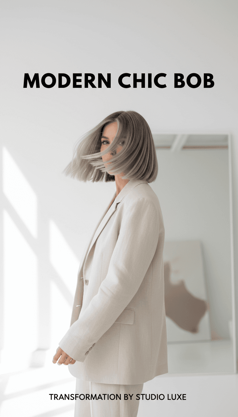 Corte de cabelo feminino moderno com estilo minimalista e acabamento sofisticado