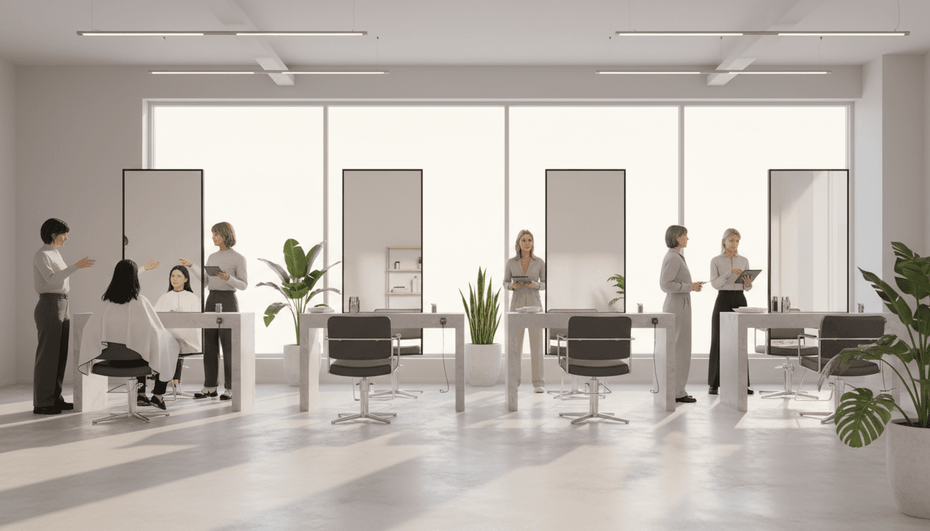 Recepção elegante do Studio Allure com design minimalista